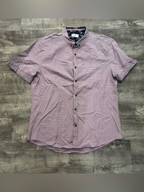 7 Diamonds Saga Short Sleeve Button Down Shirt Pink Floral LIned Mens Sz. XL